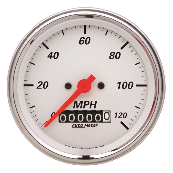 3-3/8" SPEEDOMETER, 0-120 MPH, ARCTIC WHITE